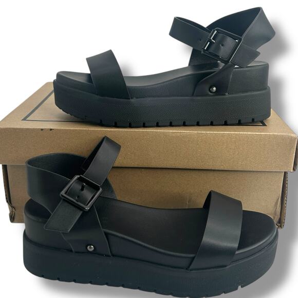 NEW Mia Kayci Sandals Size 6.5 Black Ankle Strap Platform Chunky Shoes NWT - Picture 2 of 9